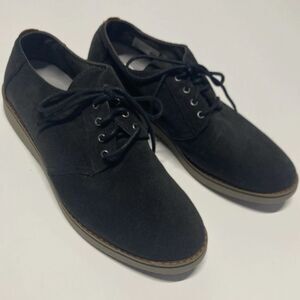 TOMS Men’s 9.5 Preston Shoes Black Micro Corduroy Lace Up Derby Oxford